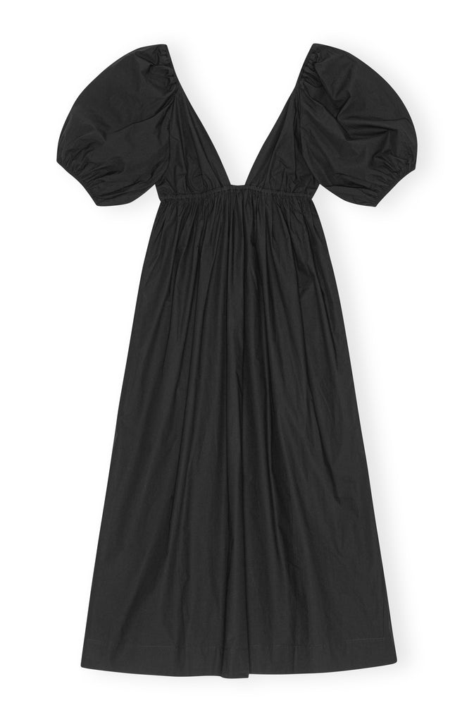 Ganni Cotton Poplin Long Dress Black Bach&Co