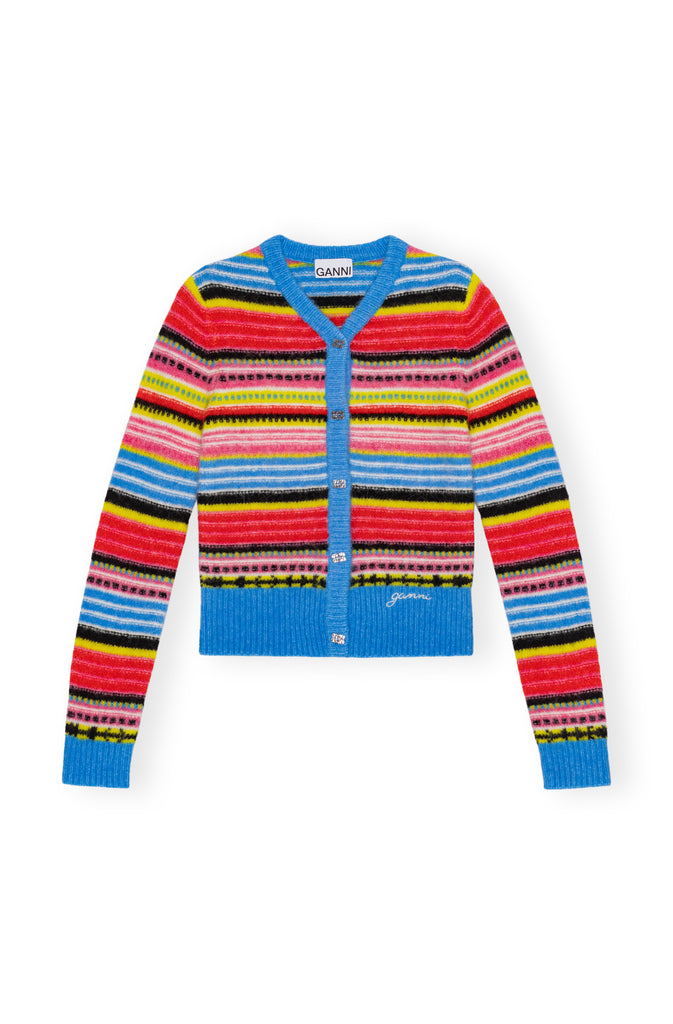 Ganni Soft Wool Stripe Cardigan Multicolour Bach&Co