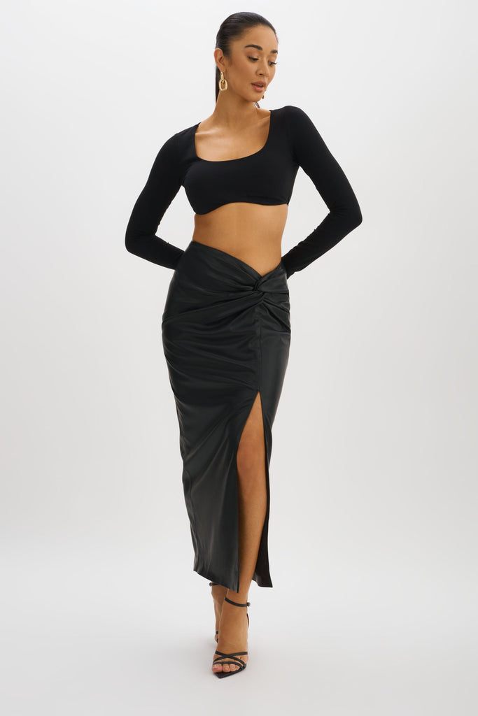 LaMarque Eileen Faux Leather Maxi Skirt Black abigail_fashion