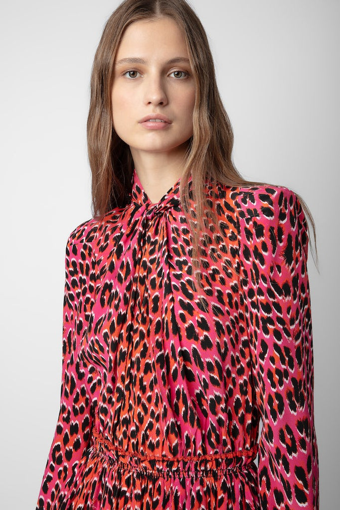 Zadig & Voltaire Ryde Leopard Silk Dress Rose Bach&Co
