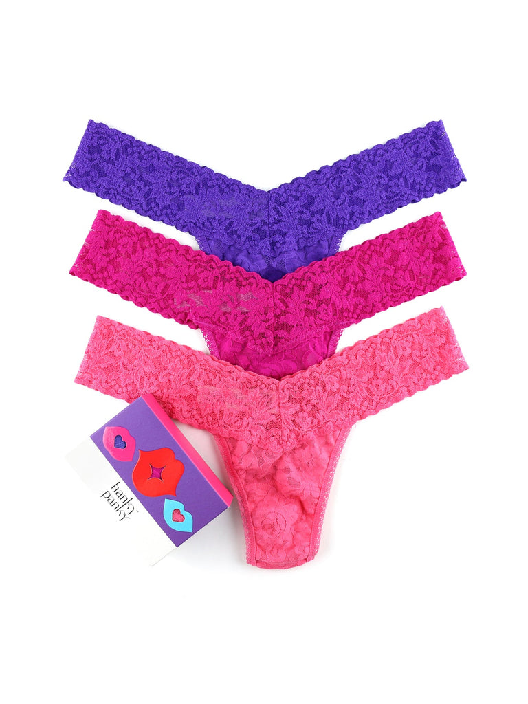 Hanky Panky Valentines 2022 Low Rise Thong 3 Pack Purple-Ruby & Sugar Rush Bach&Co