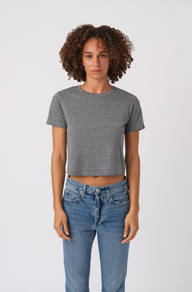 AMO Women's Babe Tee 053-Heather Grey - abigail fashion