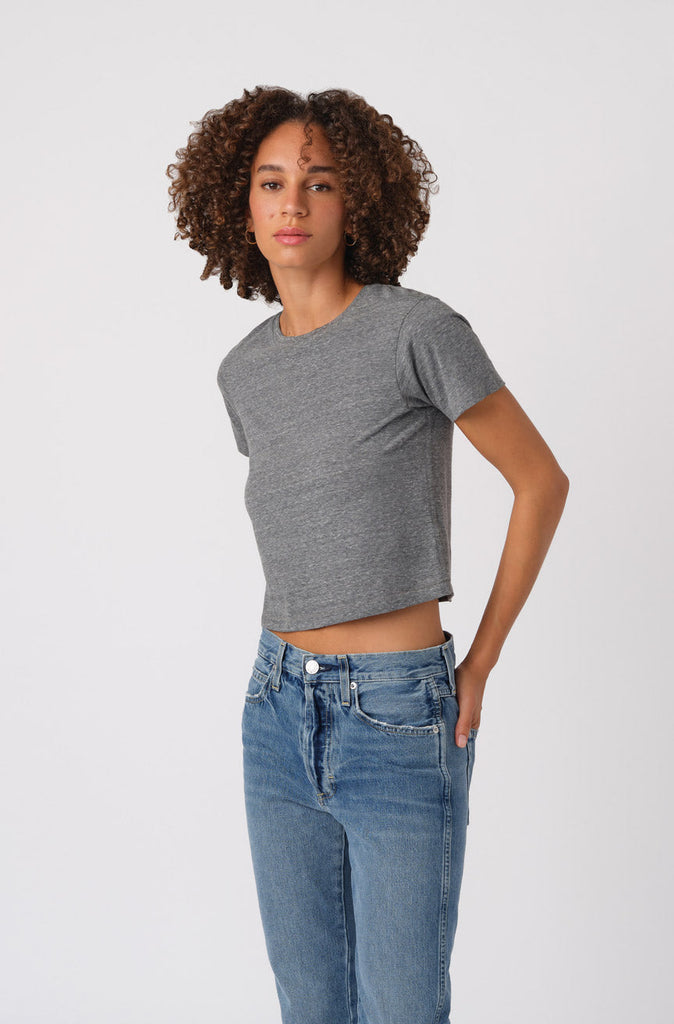 AMO Women's Babe Tee 053-Heather Grey - abigail fashion