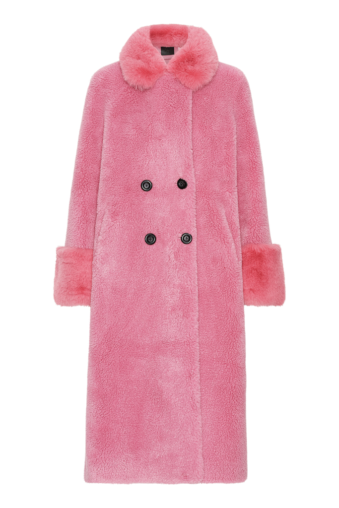 From the brand American Dreams Women's Fiona Long Wool Coat in Pink - abigail fashion