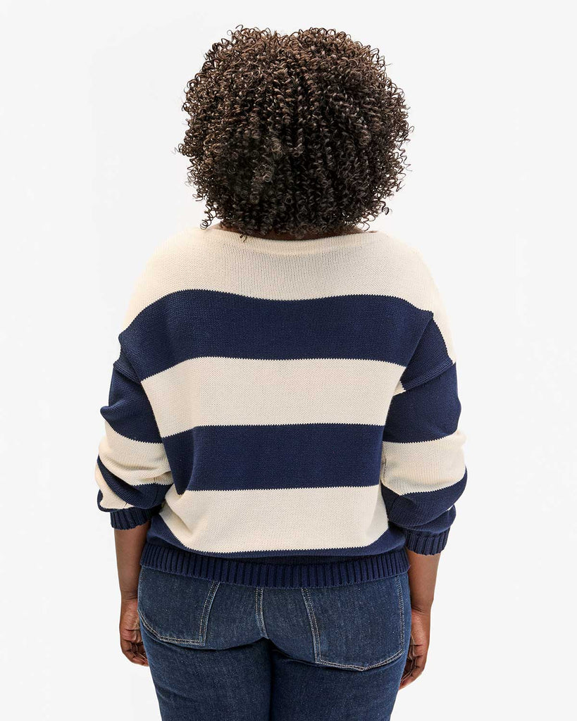 Clare V Dorothee Sweater Navy & Cream Stripe abigail fashion