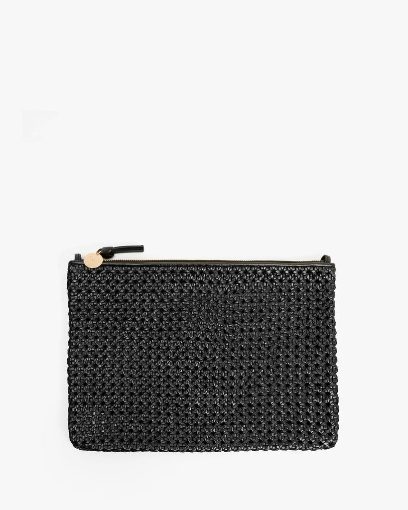 Clare V Flat Clutch With Tabs Bag Black Rattan Bach&Co