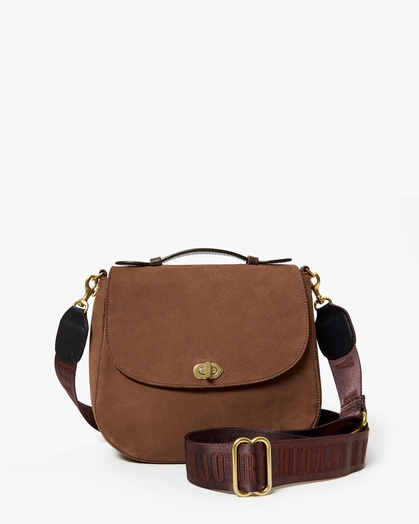 From the brand Clare V Women's Adjustable Crossbody Strap in Bonjour Au Revoir -Chocolate - abigail fashion