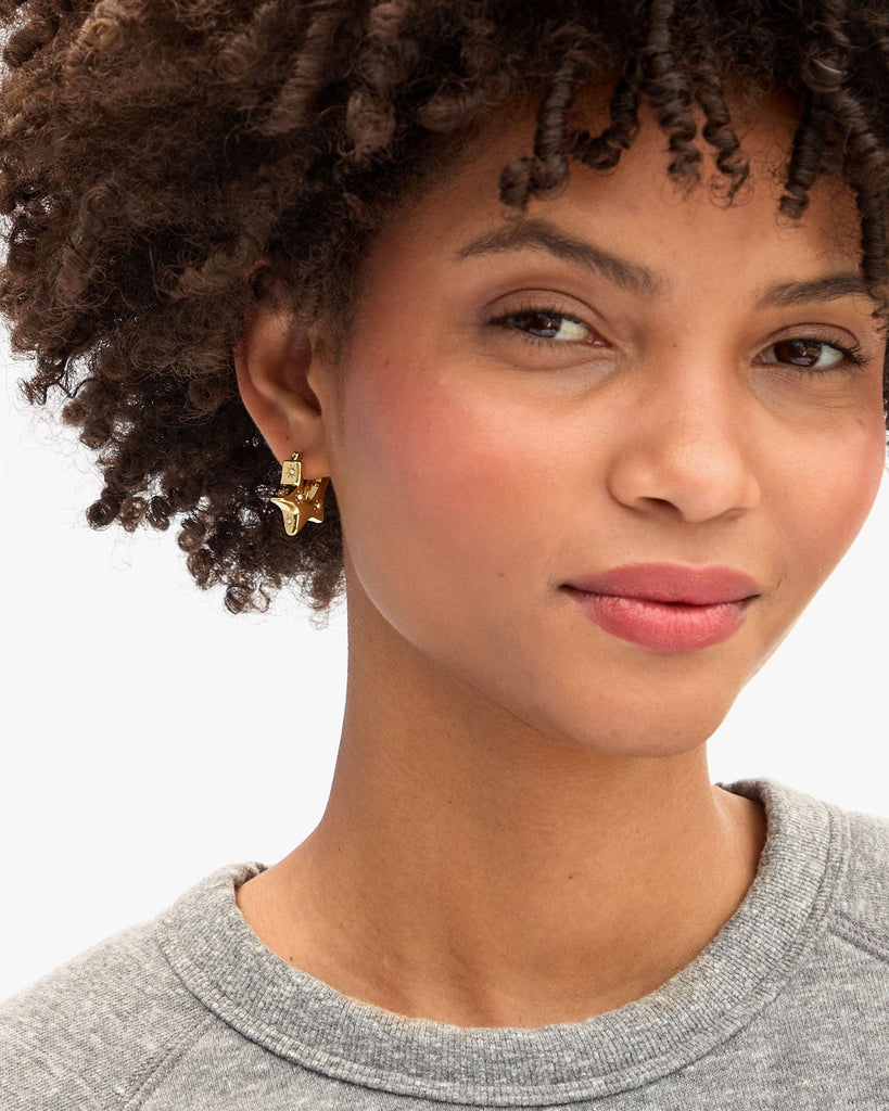 From the brand Clare V Women's Etoile Hoops Earrings in Gold - abigail fashion