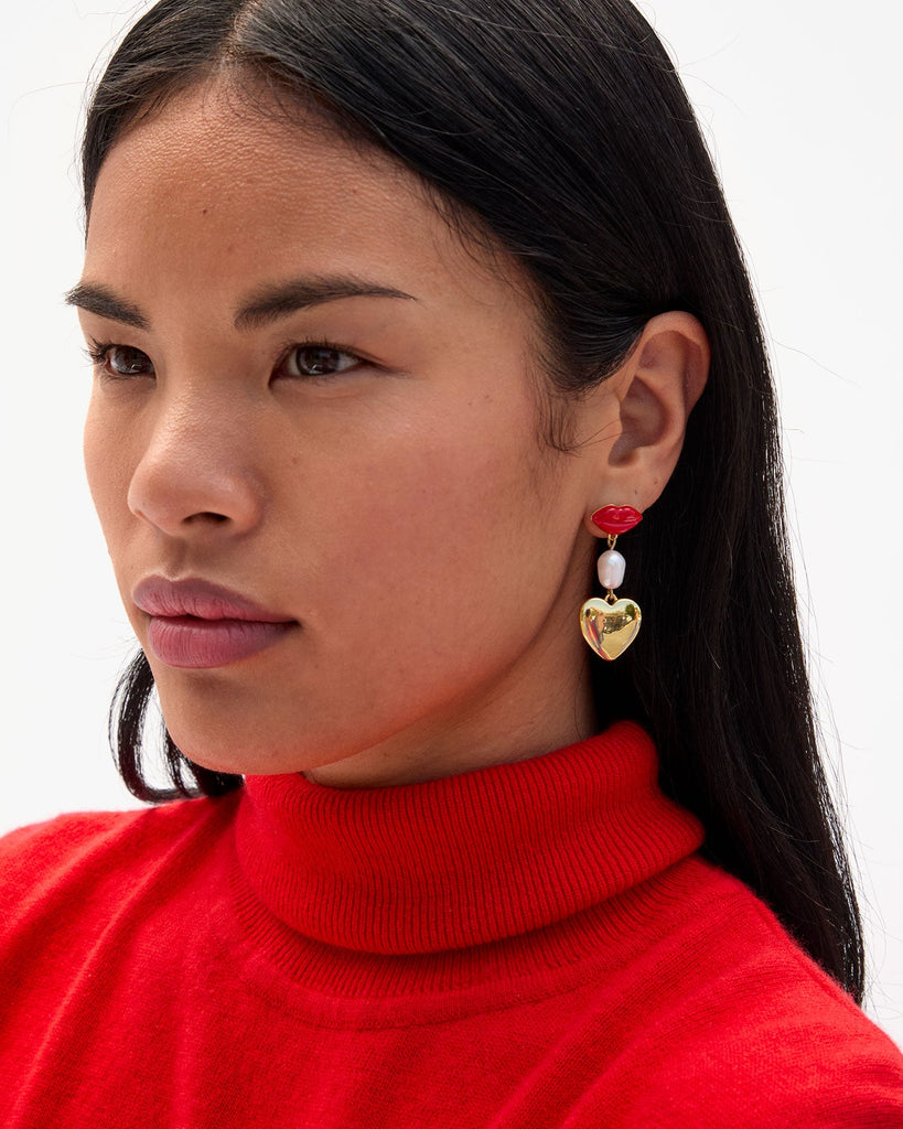 From the brand Clare V Women's Le Lips Charm Earrings in Multi Color - abigail fashion