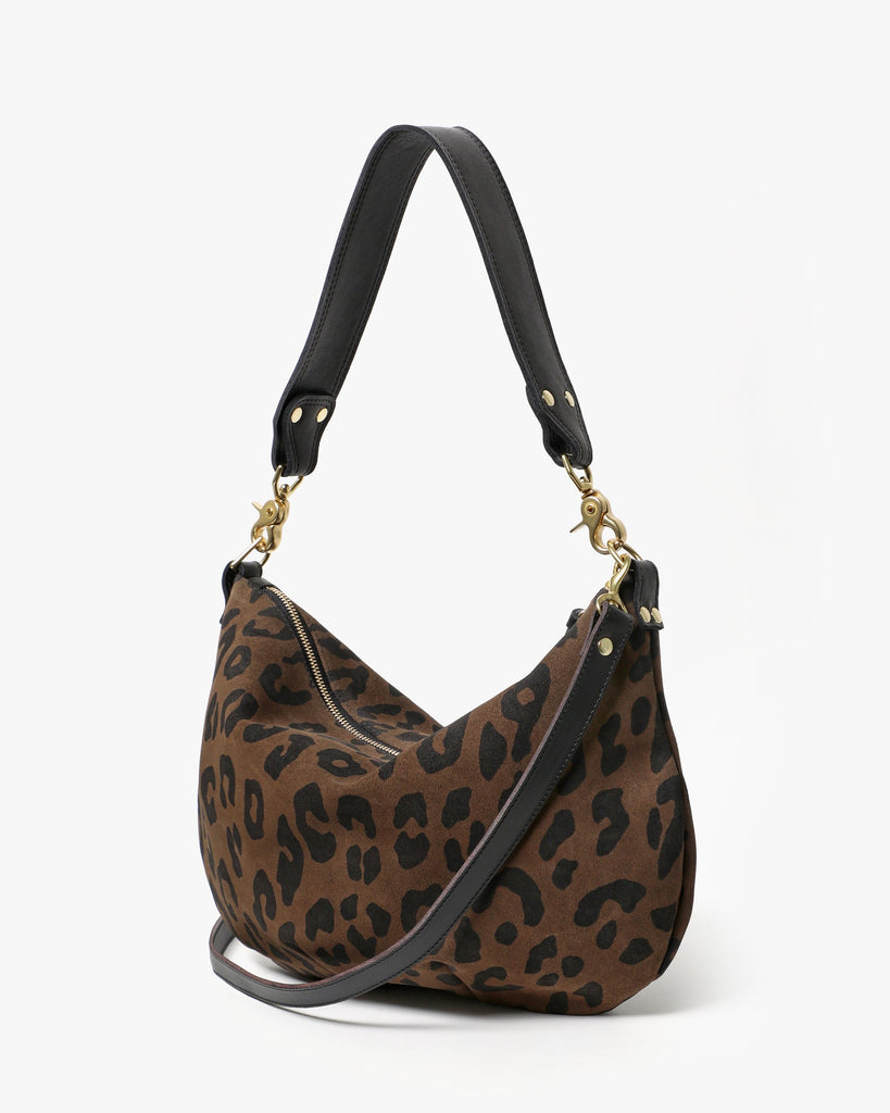 From the brand Clare V Women's Moyen Messenger Handbag in Pablo Cat Suede Cocoa - abigail fashion