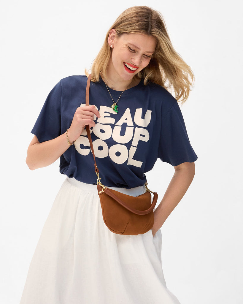 From the brand Clare V Women's Petit Moyen Messenger - Smooth Nubuck Handbag in Hazelnut - abigail fashion