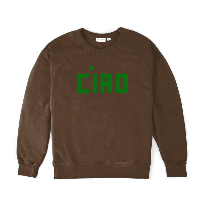 From the brand Clare V Women's Sweatshirt - Block Ciao in Chocolate - abigail fashion