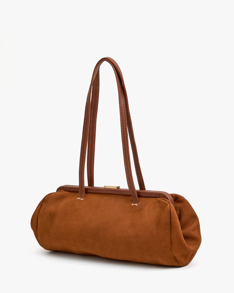 From the brand Clare V Women's Yvette - Smooth Nubuck Baguette Bag in Hazelnut - abigail fashion