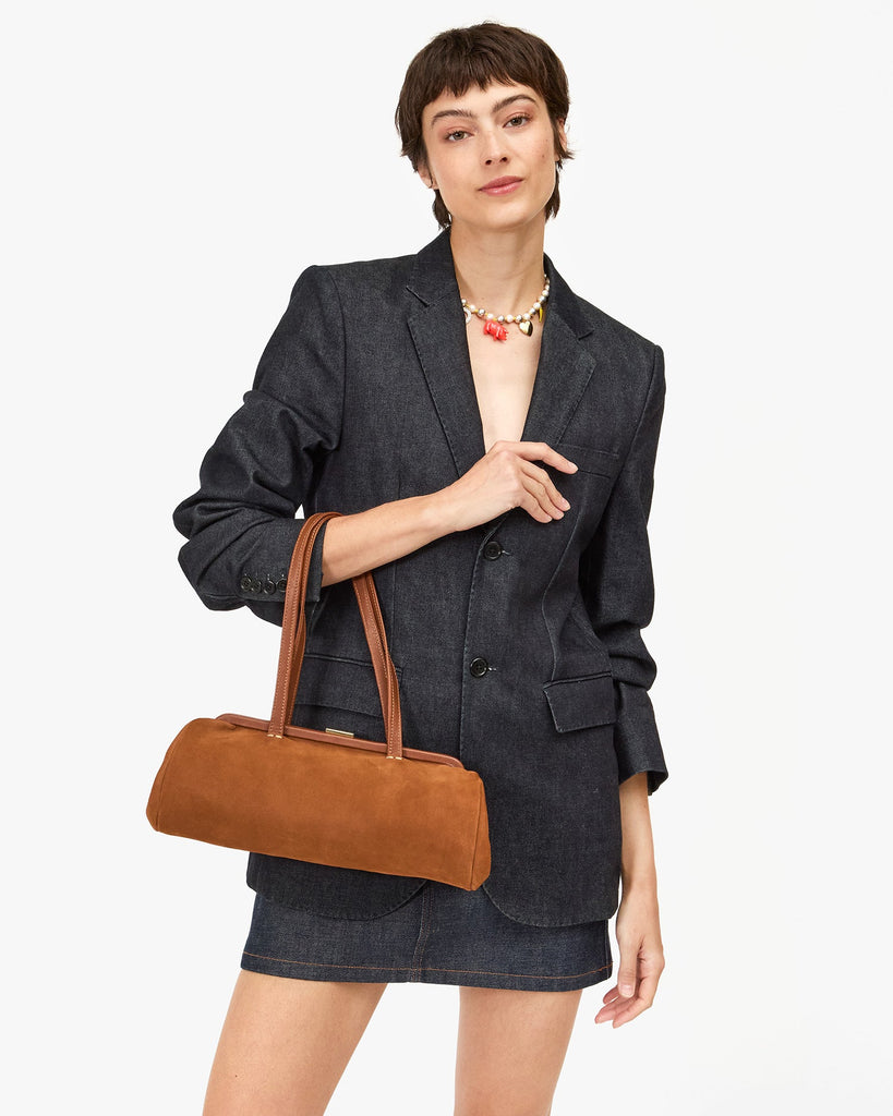 From the brand Clare V Women's Yvette - Smooth Nubuck Baguette Bag in Hazelnut - abigail fashion