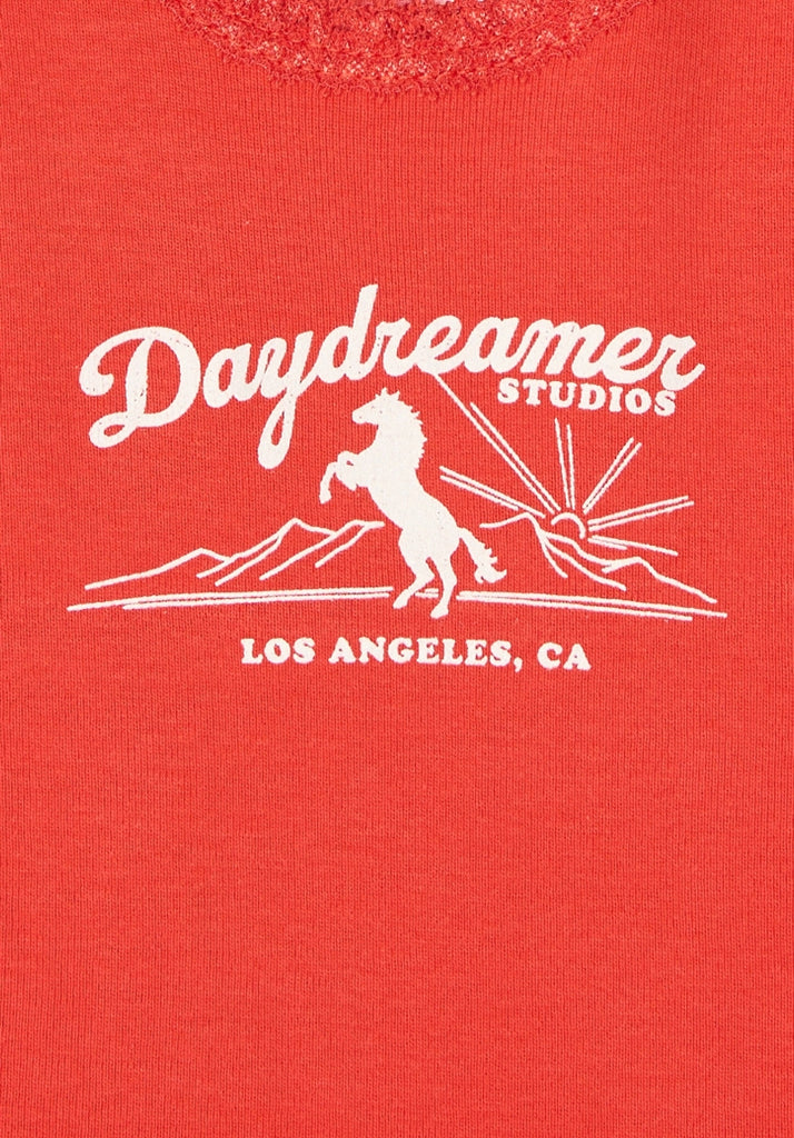 Day Dreamer Lace Trim Tank "Dreamer Studios" Cherry Red abigail fashion