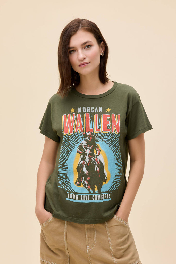 Day Dreamer Morgan Wallen Long Live Cowgrl Tee Military Green abigail fashion
