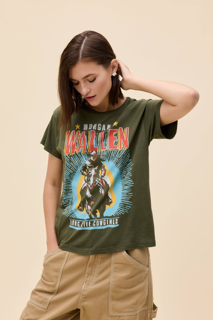 Day Dreamer Morgan Wallen Long Live Cowgrl Tee Military Green abigail fashion