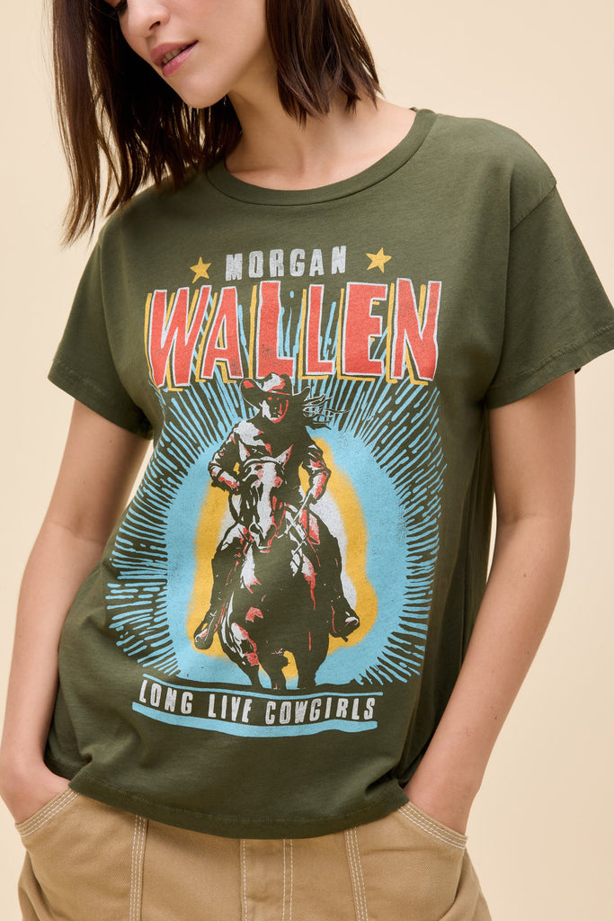 Day Dreamer Morgan Wallen Long Live Cowgrl Tee Military Green abigail fashion
