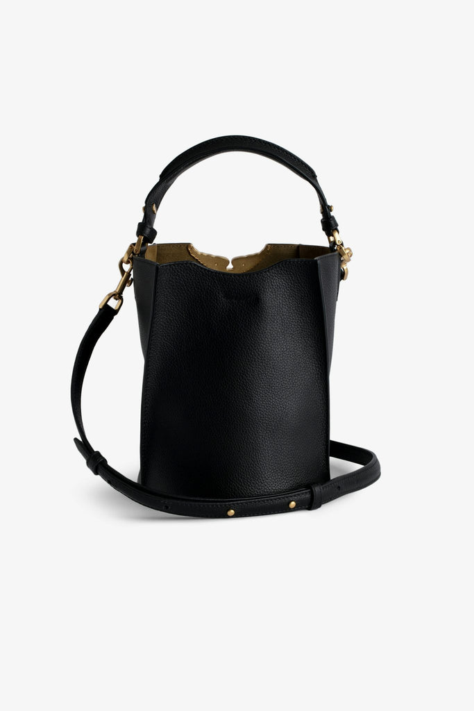 Zadig & Voltaire Borderline Bucket Grained Leather Bag Noir abigail fashion