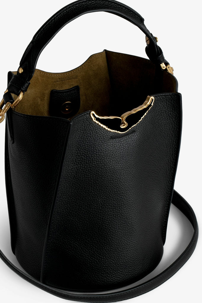 Zadig & Voltaire Borderline Bucket Grained Leather Bag Noir abigail fashion