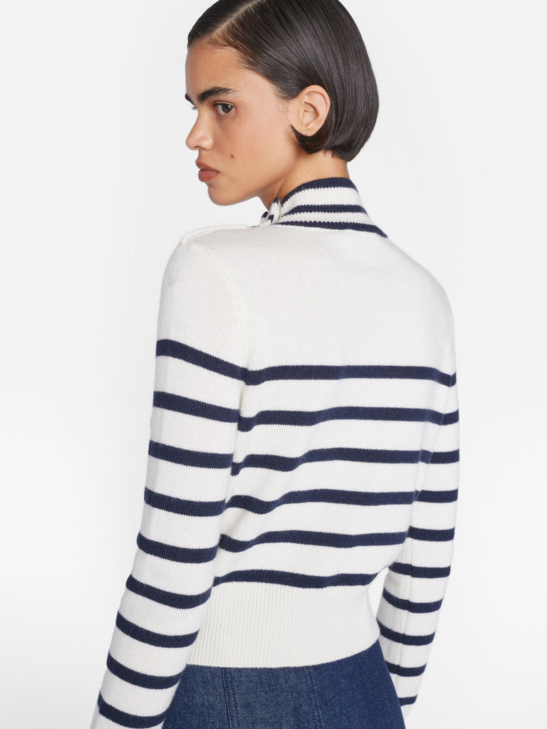 Frame Mariner Cashmere Turtleneck  Sweater Off White Multi Bach&Co