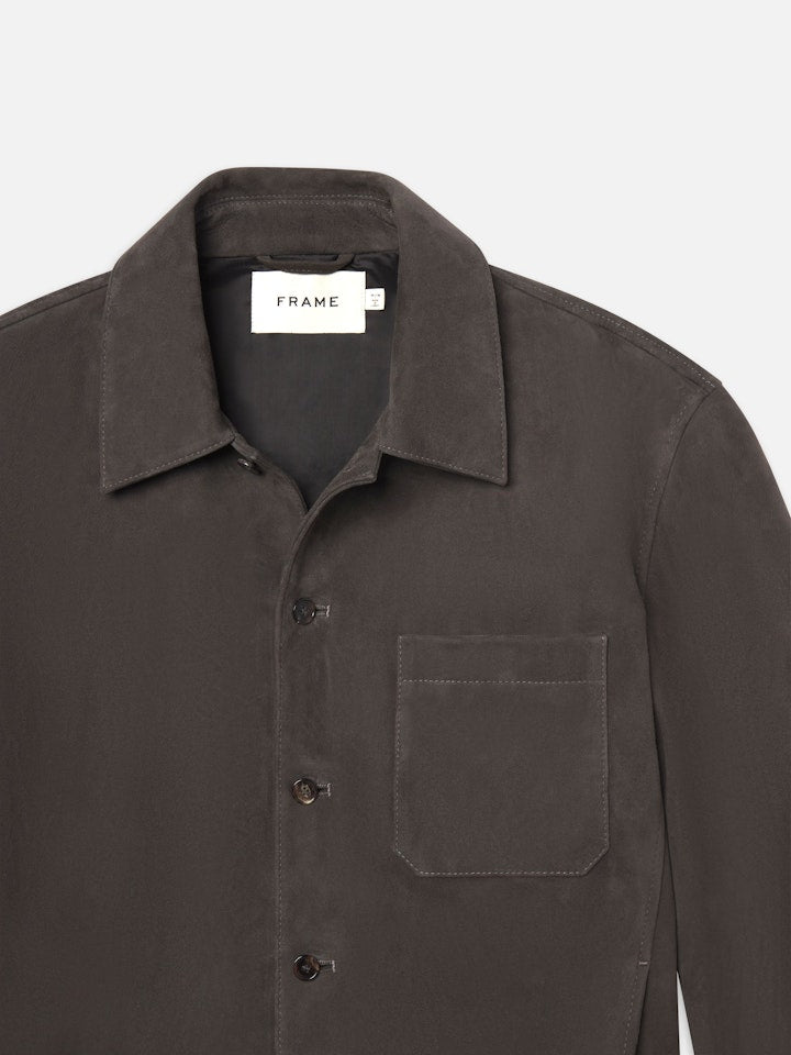 From the brand Frame Men's Suede Bomber Jacket in Old Black - abigail fashion