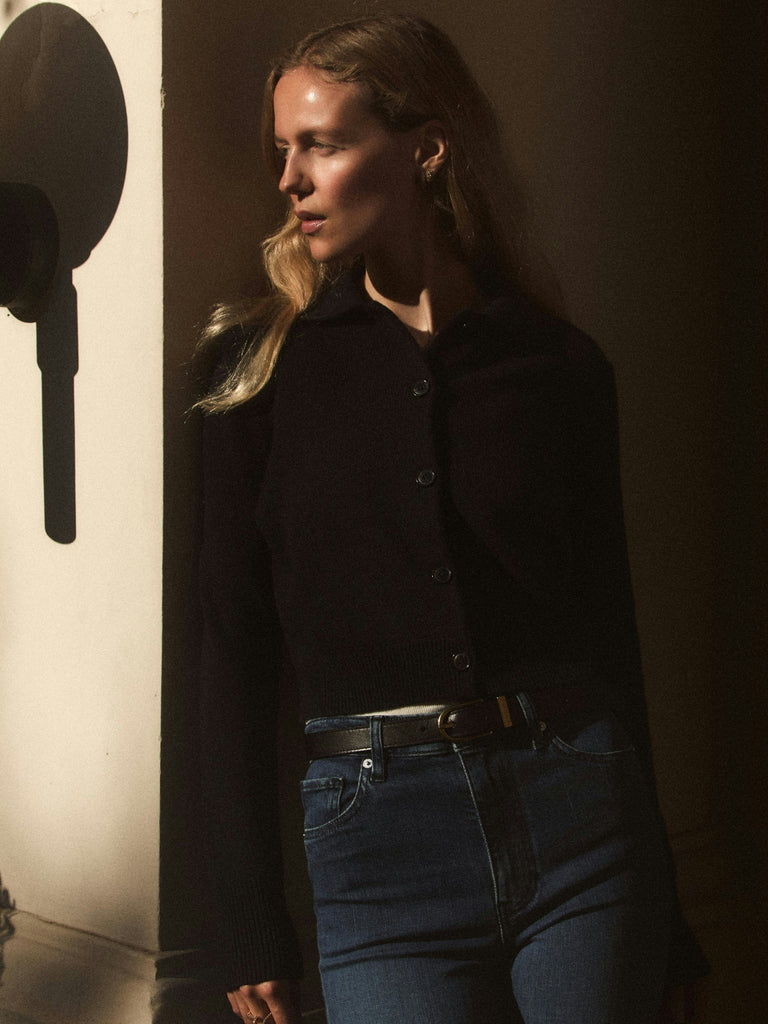 Frame Shrunken Cashmere Cardi Chestnut abigail fashion