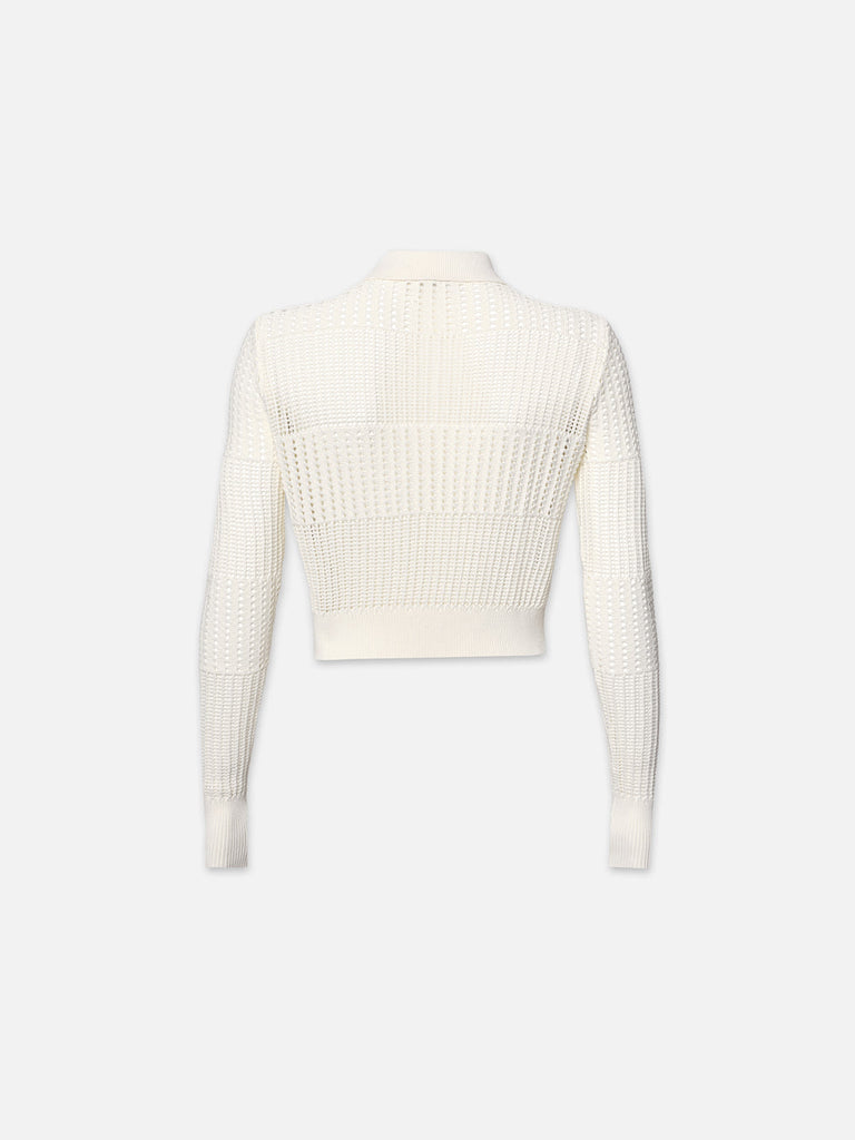 Frame Shrunken Crochet Cardi Off White abigail_fashion
