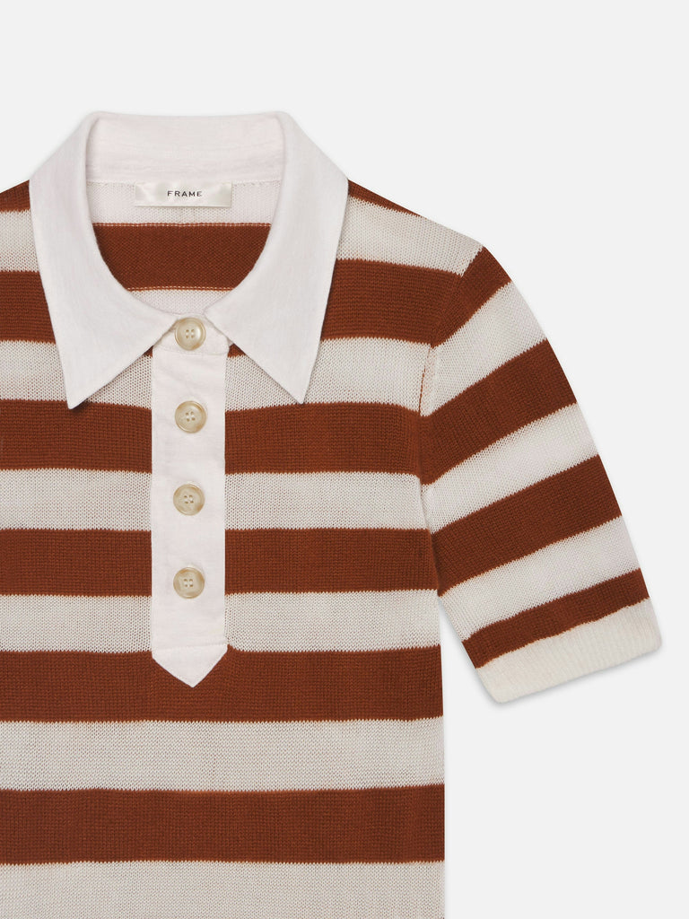 Frame The Bold Stripe Polo Chestnut Multi abigail fashion