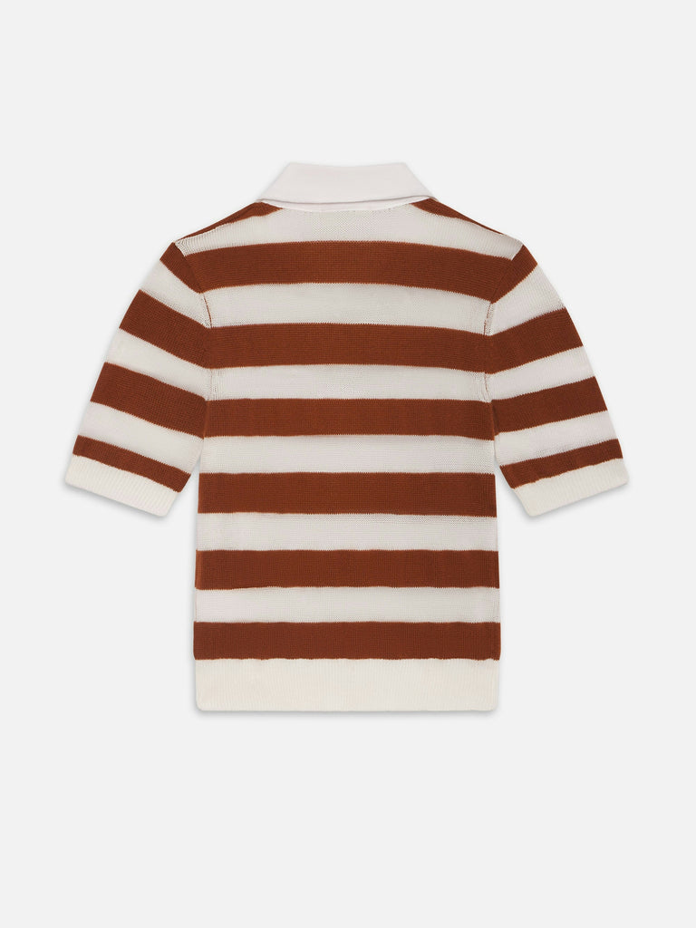 Frame The Bold Stripe Polo Chestnut Multi abigail fashion