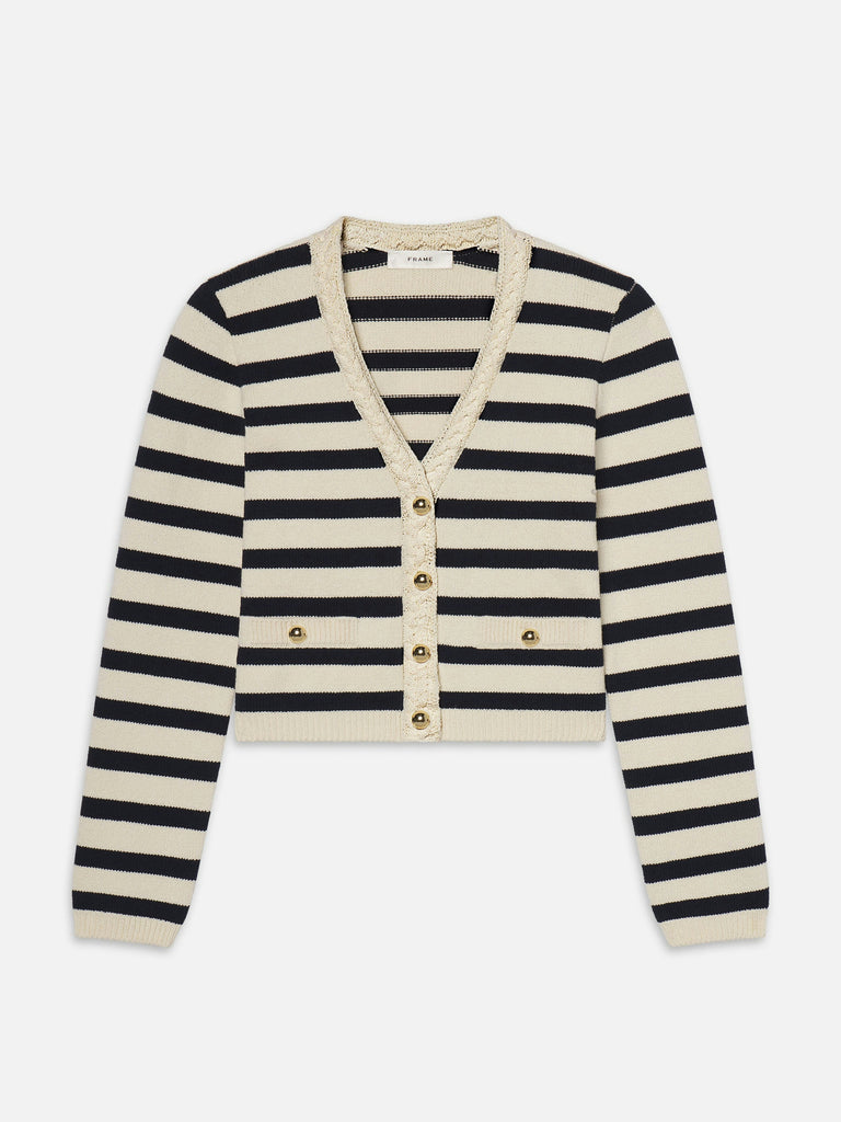 Frame The Harbor Cardigan Navy Multi abigail fashion