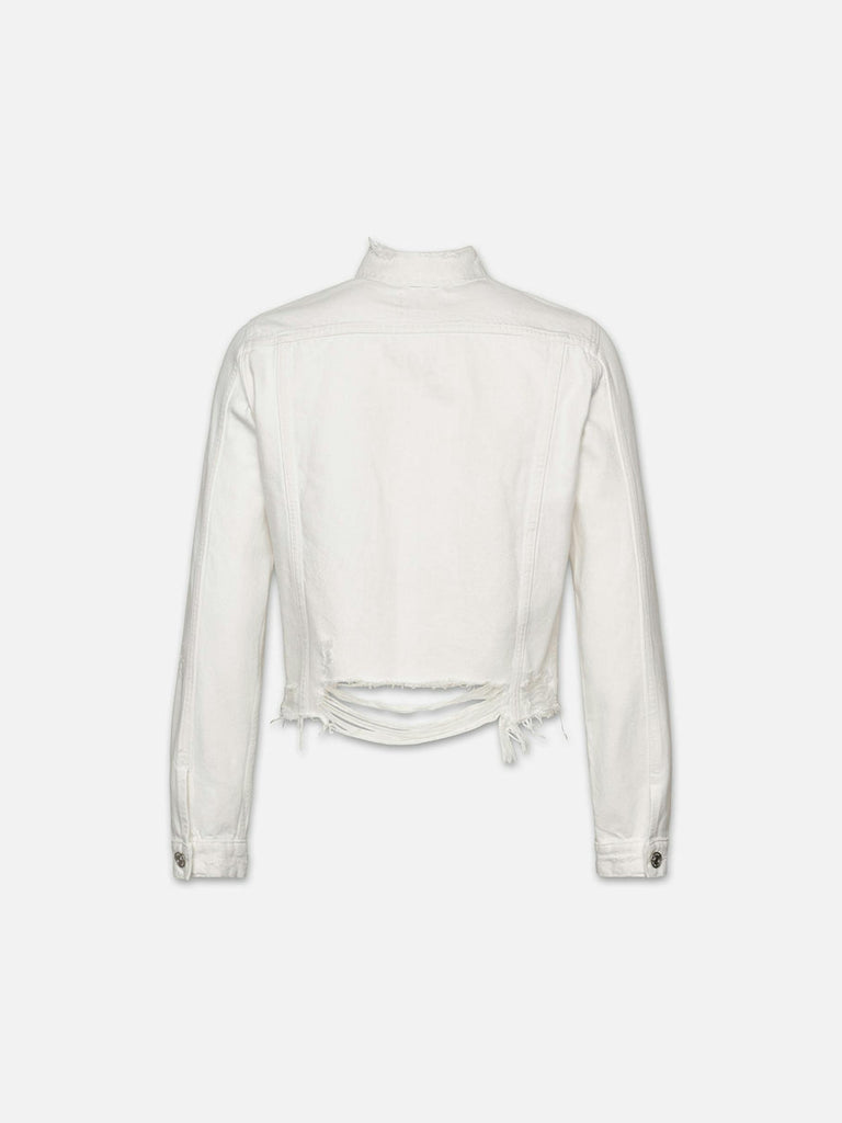 Frame Vintage Denim Jacket White Rips abigail fashion