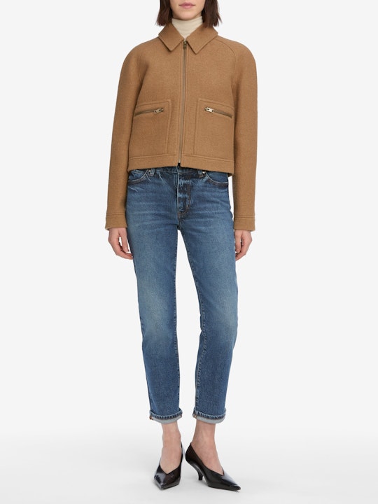 From the brand Frame Women's The Borrowed Jean in Nebula - abigail fashion