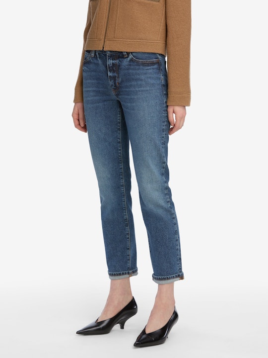 From the brand Frame Women's The Borrowed Jean in Nebula - abigail fashion