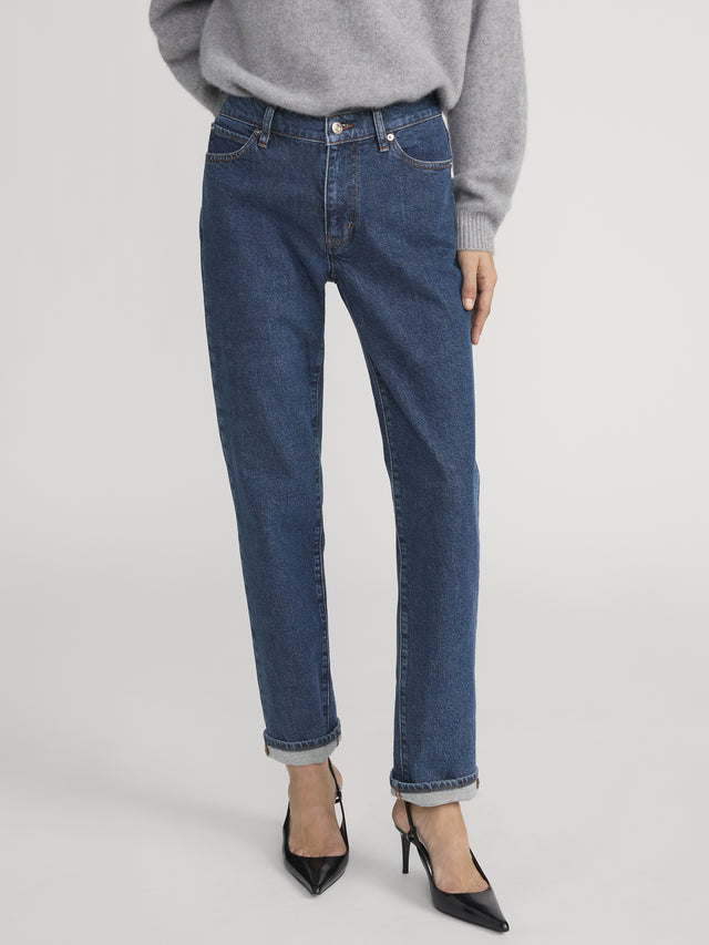 From the brand Frame Women's The Borrowed Jeans in Written - abigail fashion