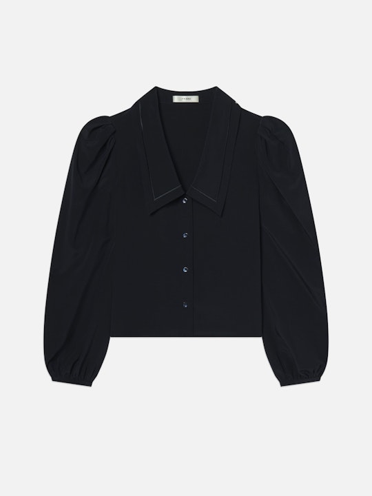 From the brand Frame Women's The Long Sleeve Sailor Blouse in Navy - abigail fashion