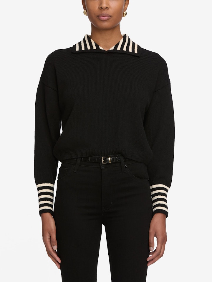 From the brand Frame Women's The Sailor Pullover in Black Multi - abigail fashion