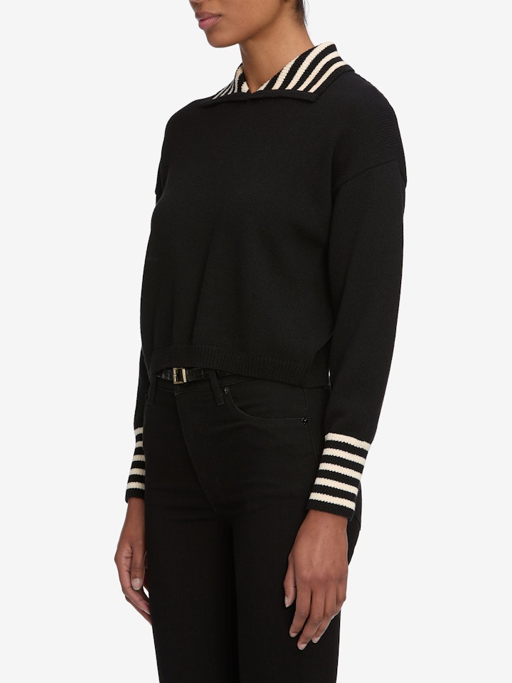 From the brand Frame Women's The Sailor Pullover in Black Multi - abigail fashion