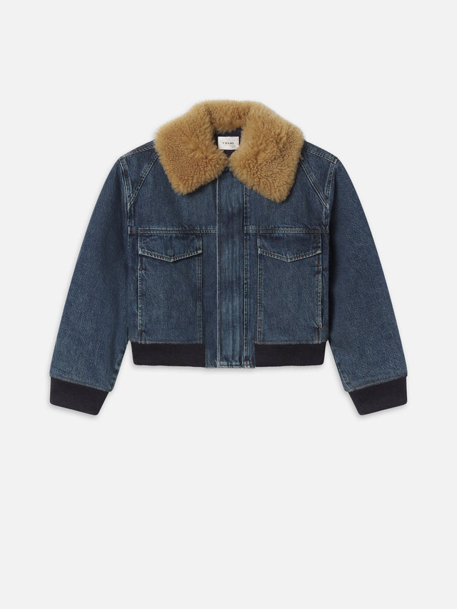 From the brand Frame Women's The Shearling Aviator Jacket in Motion - abigail fashion