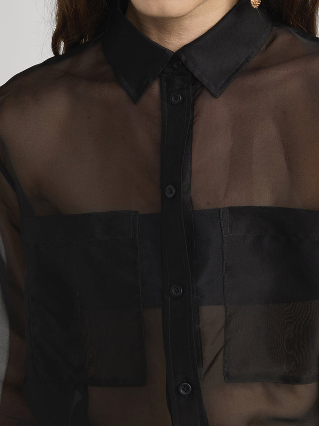 From the brand Frame Women's The Silk Organza Shirt in Black - abigail fashion