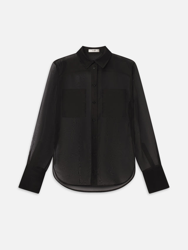 From the brand Frame Women's The Silk Organza Shirt in Black - abigail fashion