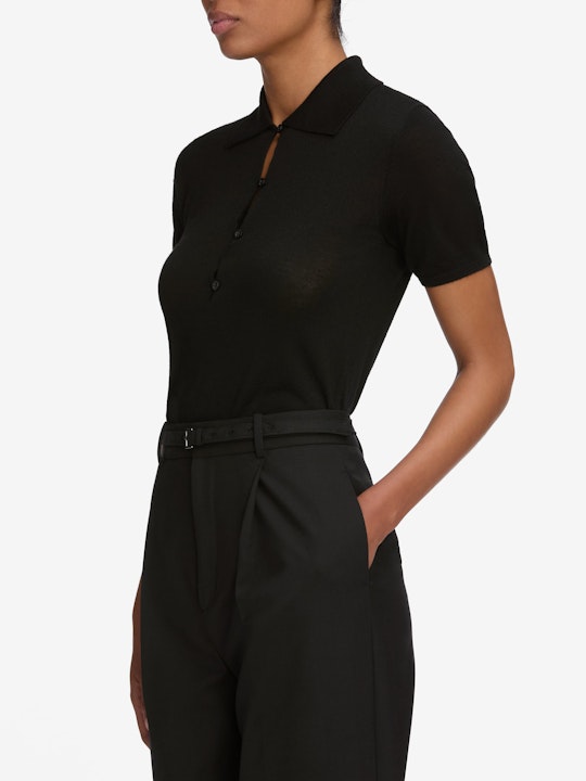 From the brand Frame Women's The Smart Polo Tee in Black - abigail fashion