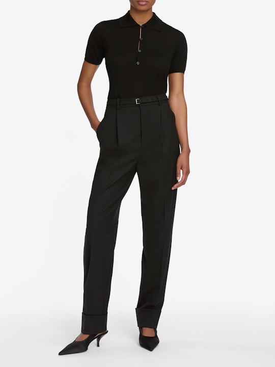 From the brand Frame Women's The Smart Polo Tee in Black - abigail fashion