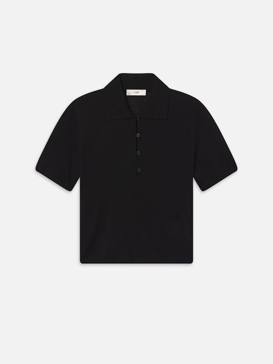 From the brand Frame Women's The Smart Polo Tee in Black - abigail fashion