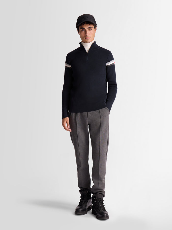 From the brand Fusalp Men's Wengen IV Knit Sweater in Marin/Silice - abigail fashion