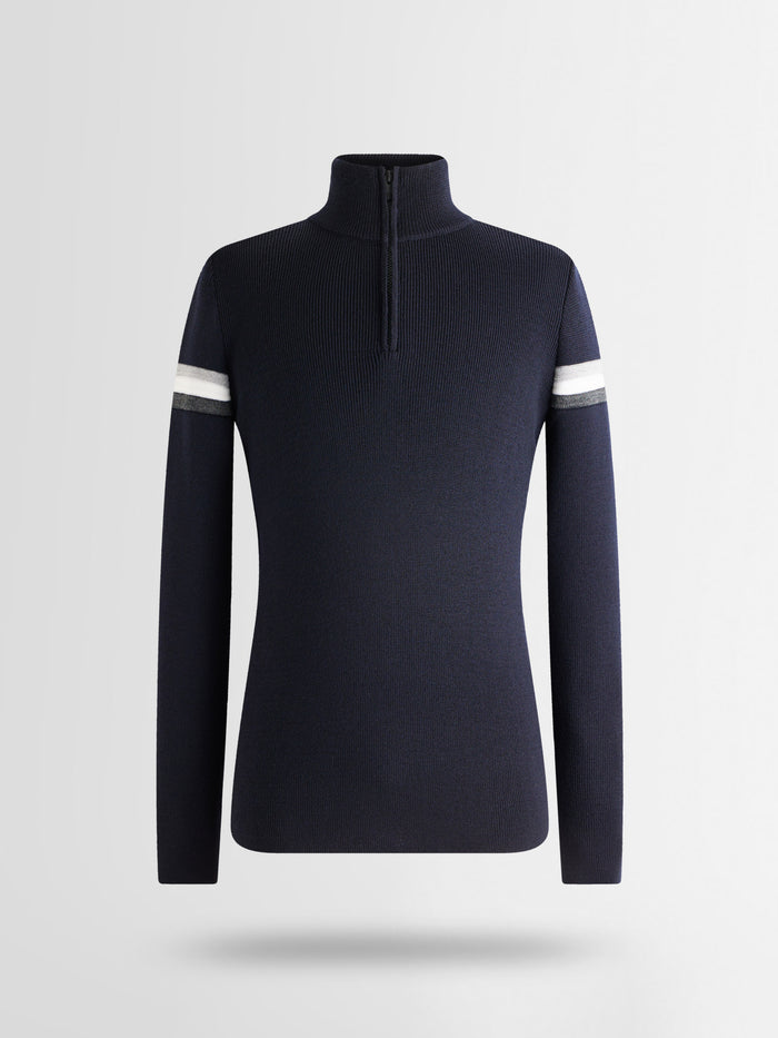 From the brand Fusalp Men's Wengen IV Knit Sweater in Marin/Silice - abigail fashion