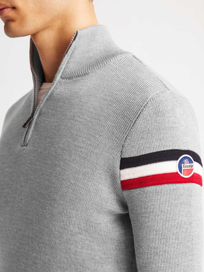 From the brand Fusalp Men's Wengen IV Knit Sweater in Silice/Marin - abigail fashion