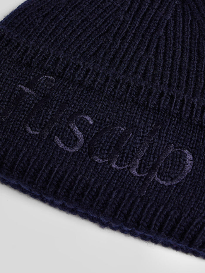 From the brand Fusalp Unisex Knit Beanie Embroidered in Marin - abigail fashion