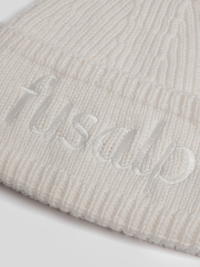From the brand Fusalp Unisex Knit Beanie Embroidered in Neige - abigail fashion