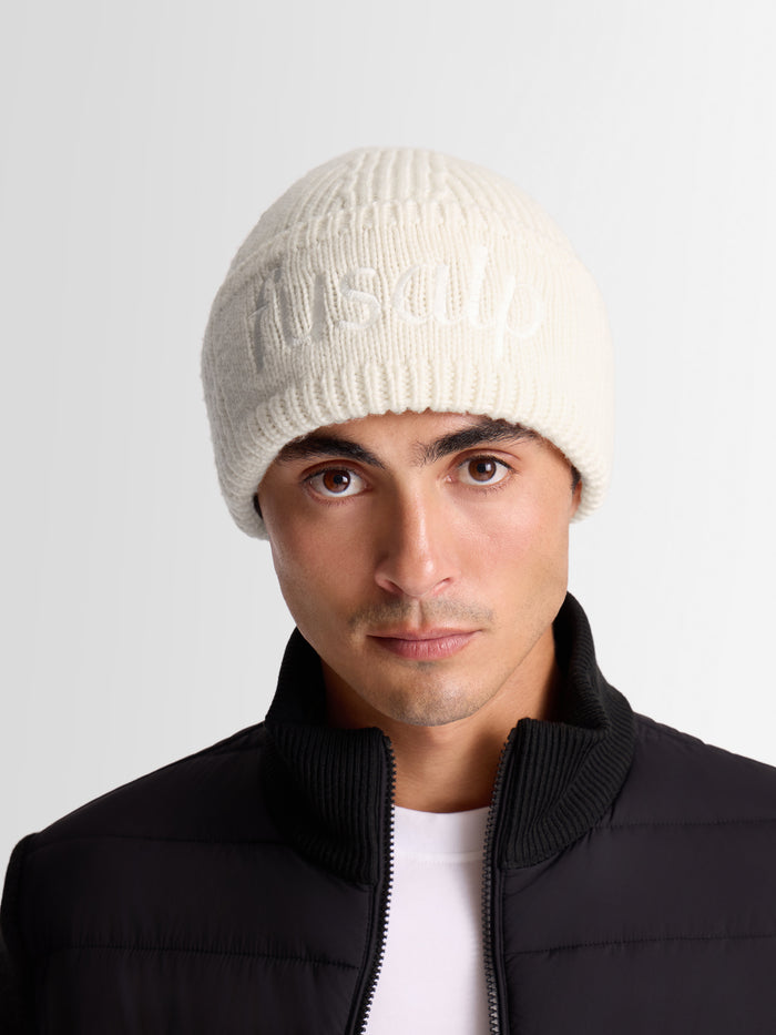 From the brand Fusalp Unisex Knit Beanie Embroidered in Neige - abigail fashion